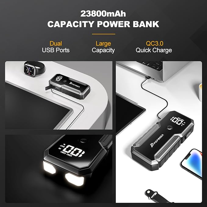 POPDEER Car Battery Jump Starter, 3000A Jump Box, 12V Car Battery Charger - Image 6