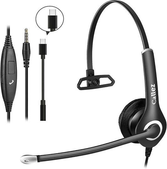 Callez Wired Computer Headset, 3.5mm/USB-C Headset by Callez