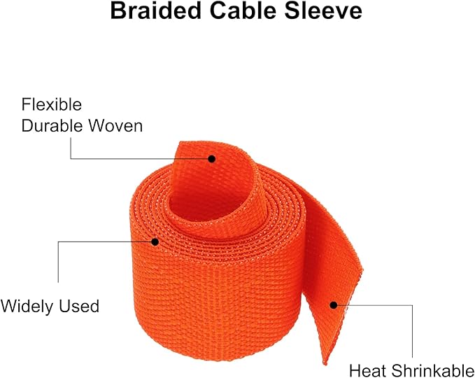 MECCANIXITY Braided Cable Sleeves Heat Shrinkable Fabric Sleeving, 7/8" 3ft - Image 4