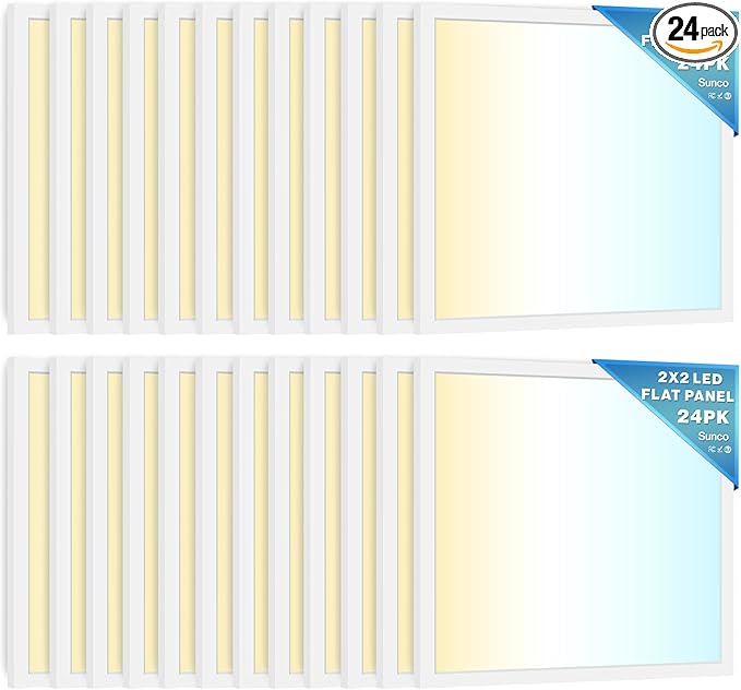 Sunco 24 Pack 2x2 LED Flat Panel Light, Dual Selectable CCT 4000K/5000K/6000K & by SuncoLighting