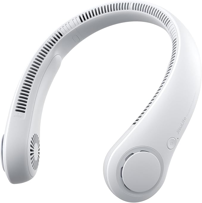 JISULIFE Portable Neck Fan, Hands-Free Bladeless, 5 Speeds, 4000 mAh Battery by LivechillStaycool