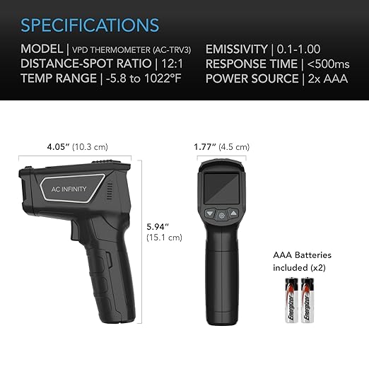 AC Infinity VPD Thermometer, Handheld Environmental Monitor, Captures Leaf VPD - Image 6