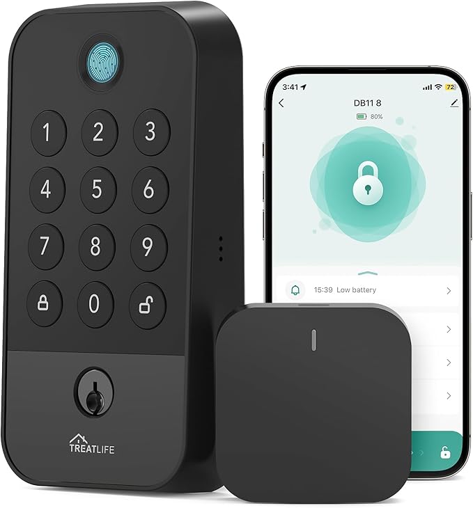 TREATLIFE Smart Door Lock with WiFi Bluetooth Gateway, Keyless Entry Door Lock by TREATLIFE