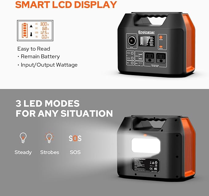 EnginStar Portable Power Station 300W 296Wh Battery Bank - Image 3