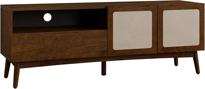 Calista TV Stand 1 Drawer 2 Door – Chestnut Finish Media Console - Image 3