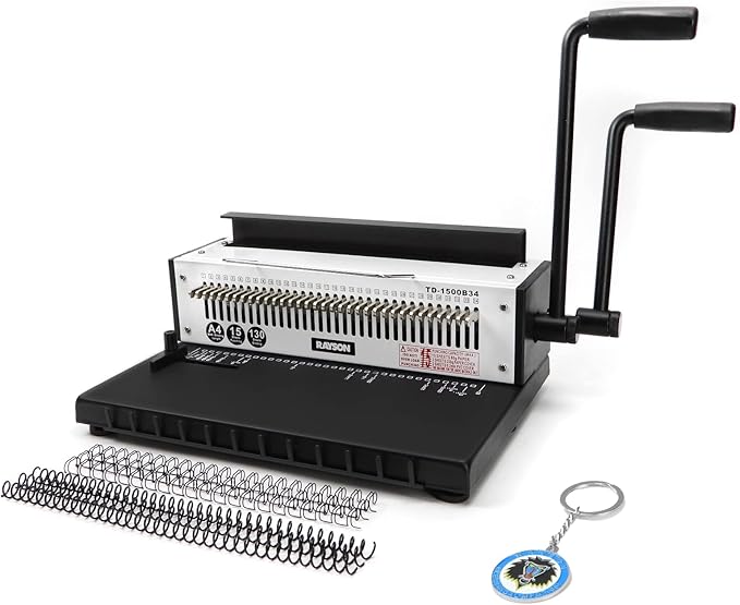 Rayson TD-1500B34 Binding Machine, Square Size Holes, 3:1 Pitch Wire-O Binder by RAYSON