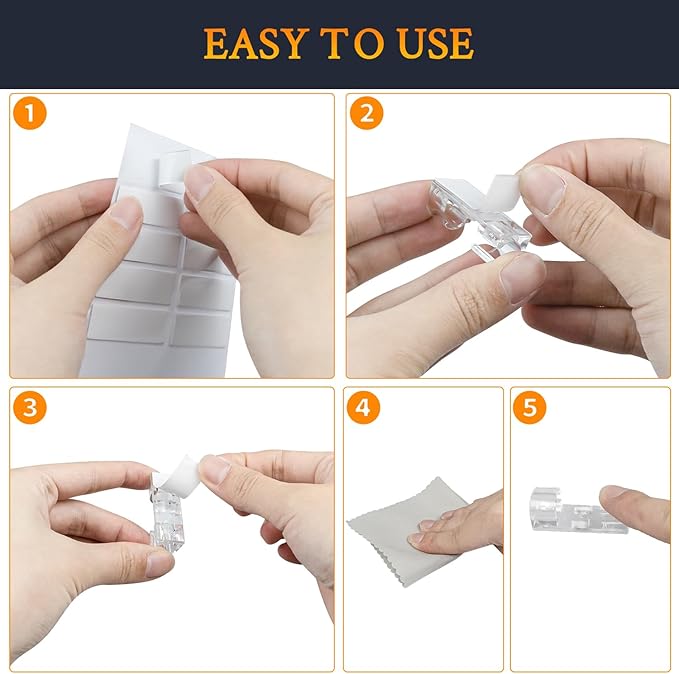 SOULWIT 50 Pcs Self Adhesive Cable Management Clips, Cable Organizers Sticky - Image 6