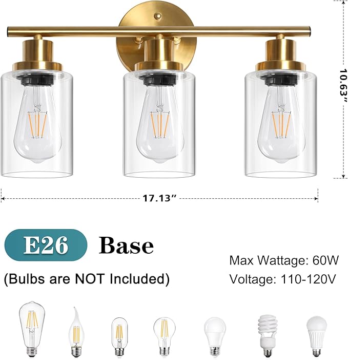Unicozin Modern Bathroom Light Fixtures, 3 Light Vanity Lights, Living Room - Image 3