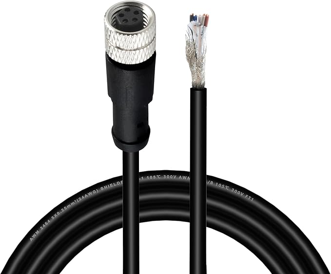 Lonlonty M8 Cable 5 Pin 6.5Ft/2M Female B Coding Circular Connector Cable by Lonlonty