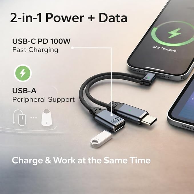 Mizi [2025 Upgraded USB-C to USB-A & USB-C PD Splitter Adapter – 2-in-1 Type-C - Image 2