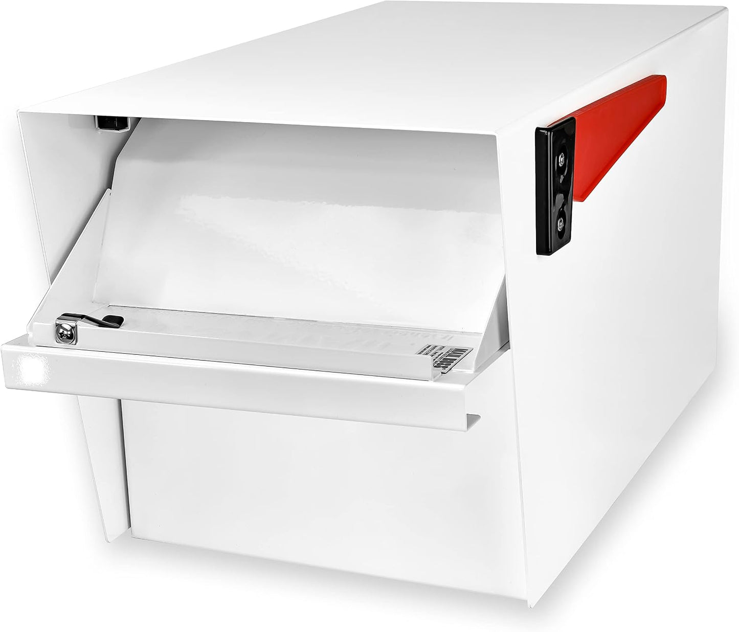 Mail Boss Mail Manager Street Safe Rear Access Locking Post Mount Mailbox | Rear retrieval door keeps you out of the street, anti-pry double-cam lock, USPS approved, accepts small packages.