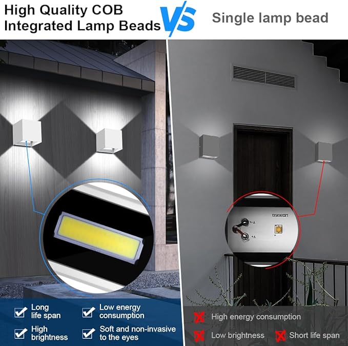 ledmo LED Outdoor Sconses Light Up and Down Wall Lights Aluminum IP65 4.7-Inch - Image 5