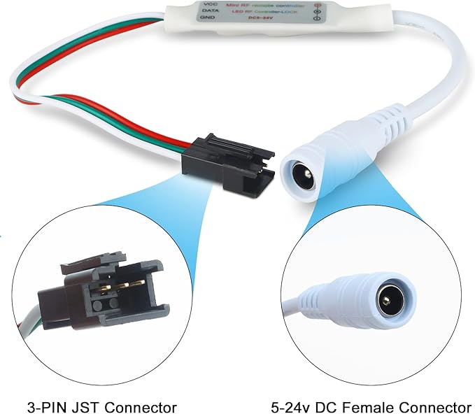 RGBZONE RF 3-PIN LED Controller, RF Wireless Remote Control, DC 5V/12V/24V Mini - Image 4