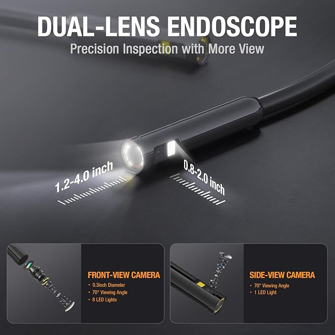 Dual Lens Endoscope with Light, Teslong USB-C Inspection Camera with 8+1 LED - Image 2