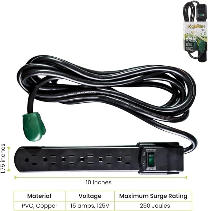 GoGreen Power Inc. 6 Outlet Surge Protector, 6FT Cord, 2 Pack - Image 2