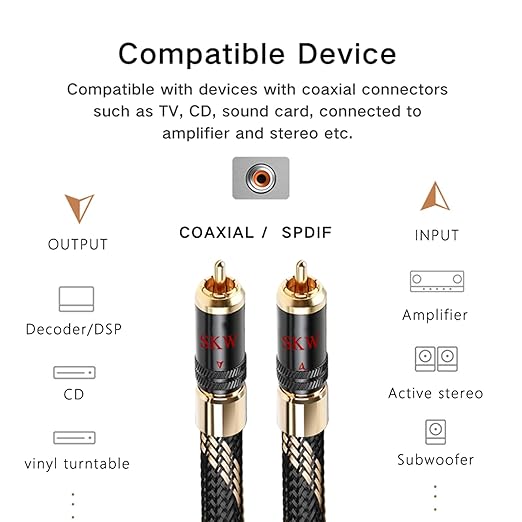 SKW Audiophiles Subwoofer Lock RCA Cable RCA to RCA Multiple Shield - Image 3