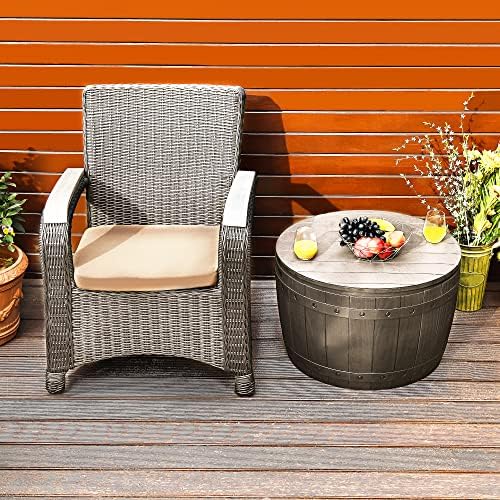 yitahome 33 gallon round deck box showing dimensions