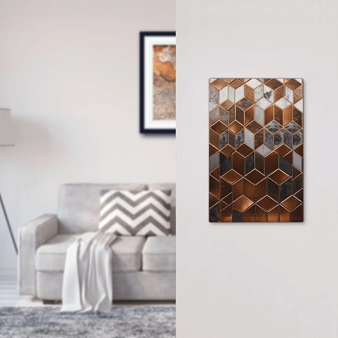 Bvtewkhz Brown Abstract Luxury Modern Geometric Cubic Marble No Device Single - Image 6