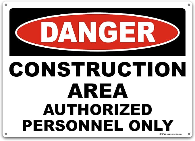 Brimar 14"x10" Danger Construction Area Safety Sign by BrimarIndustries