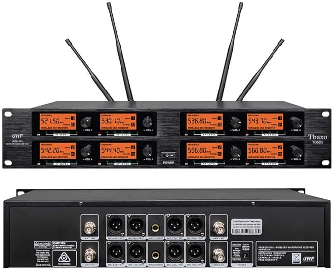 Wireless Microphone System Pro Audio 8 Channel UHF 8 Lavalier Bodypacks 8 Lapel - Image 2