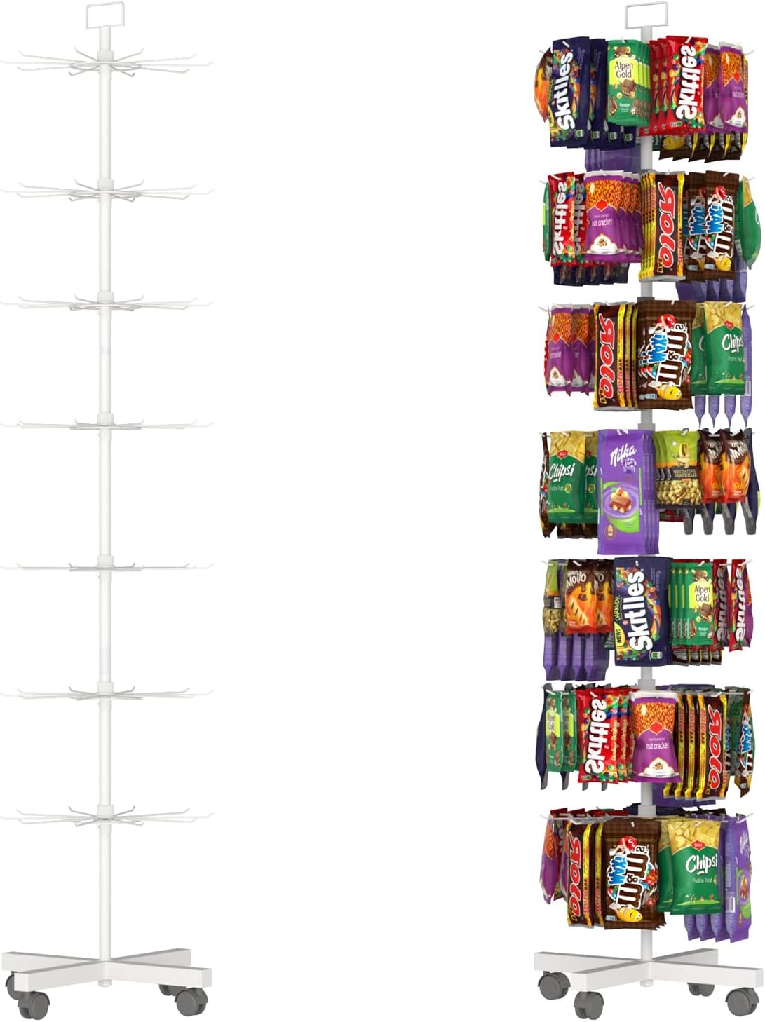 YEOOE Retail Display Racks 7 Tier Spinning Display Stand, Movable Shop Spinner