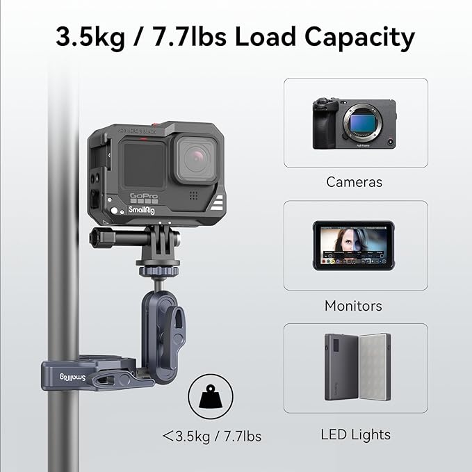 SMALLRIG Camera Mount Clamp, Ballhead Magic Arm and Adapter - Image 2
