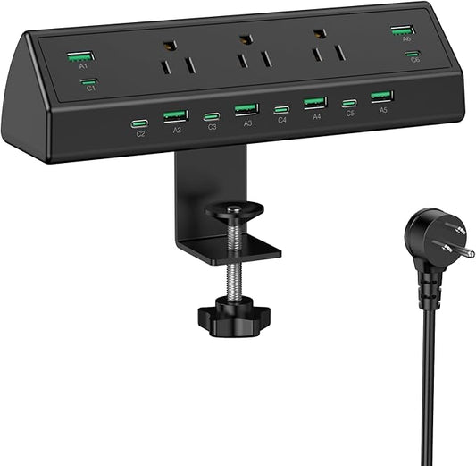 Jgstkcity 90W Desk Clamp Power Strip, 12 USB Ports, Surge Protector, ETL Listed by Jgstkcity