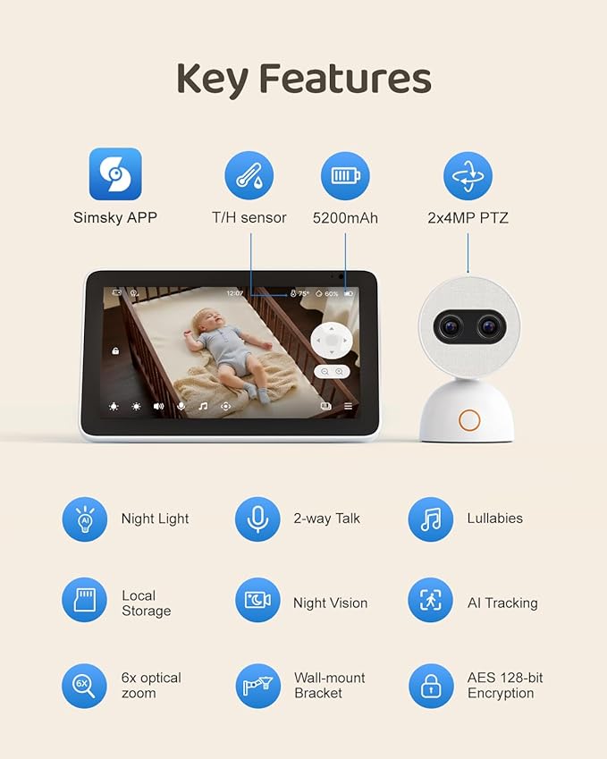 Simsky Split Screen Video Baby Monitor - Image 6
