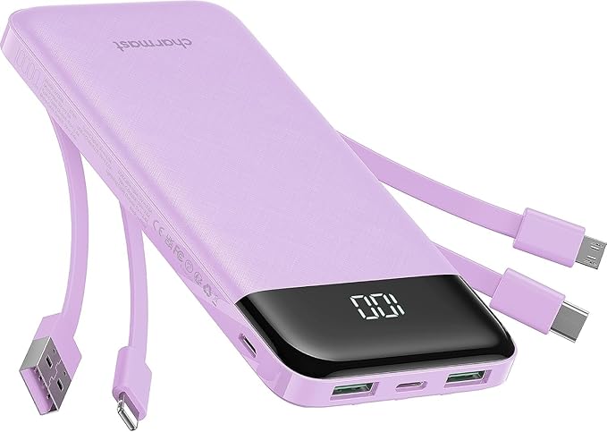 charmast Portable Charger with Built in Cables, Power Bank with Cords Wires by Charmast