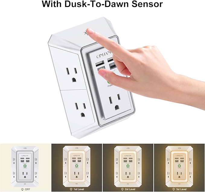 3-Sided Outlet Extender with Night Light - Image 4