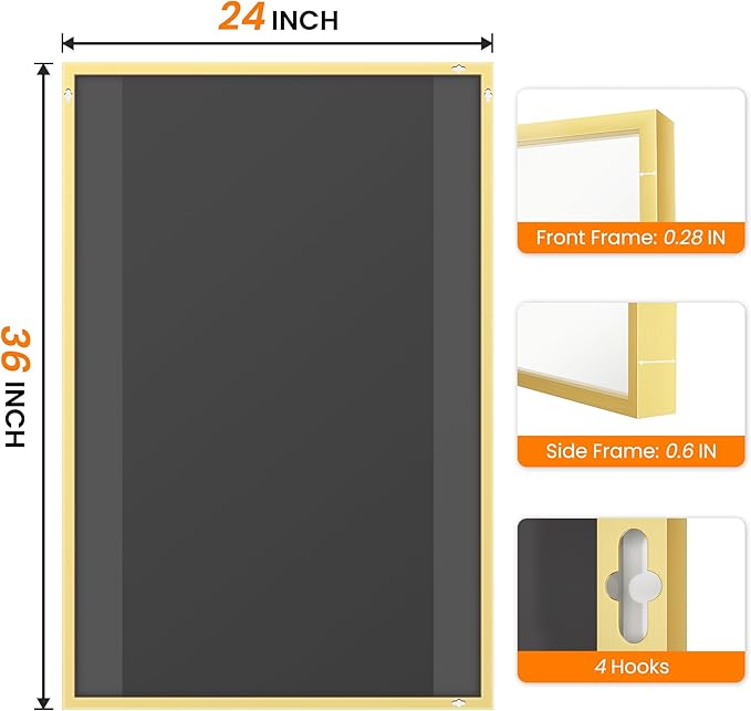Bathroom Vanity Mirror for Wall, 2 Pack 36" x 24" Metal Framed Rectangular - Image 7