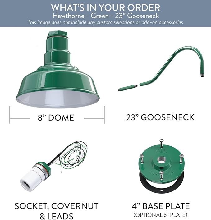 Steel Lighting Co. Hawthorne Barn Light | Outdoor Wall Mounted | 8 inch Dome | - Image 6