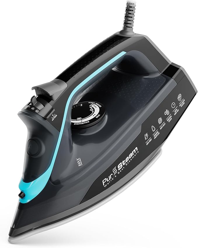Pursteam SteamBurst+ 1750W Steam Iron, Ceramic Soleplate, Adjustable Steam by PurSteamWorldsBestSteamers