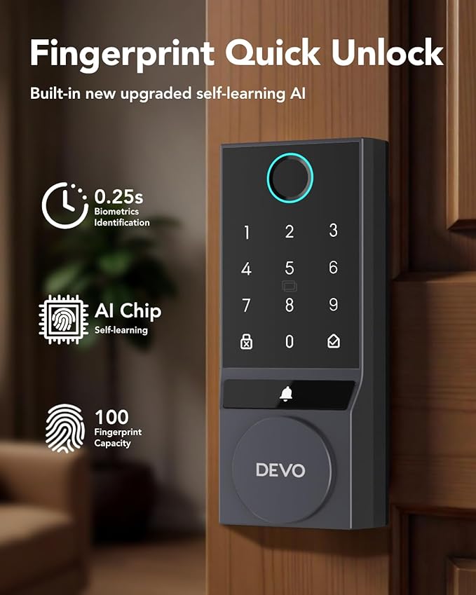 Devo G3 Fingerprint Smart Door Lock, Keyless Entry Door Lock, App Control - Image 2