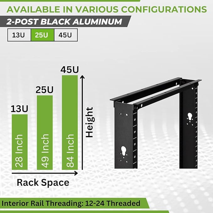 NavePoint 25U 2 Post Open Frame Server Rack - Image 3
