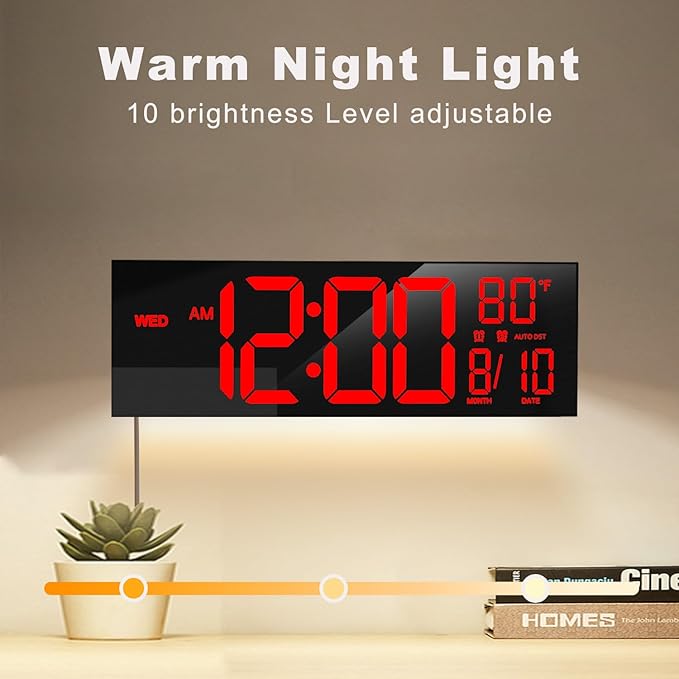 JALL 13" Large Digital Wall Mount Clock, Count Down Timer, Big LED, Temperature - Image 8