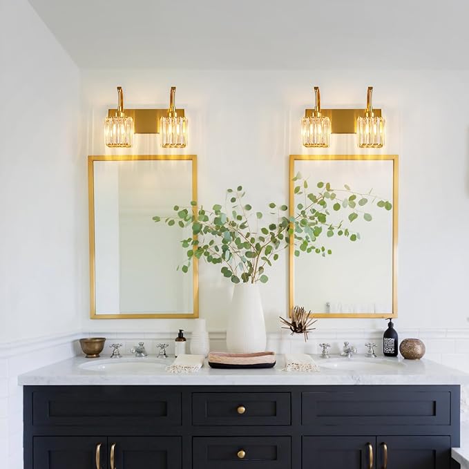 FDPBY Crystal Vanity Lights 2-Light Gold Wall Lamp Modern Crystal Bathroom - Image 6