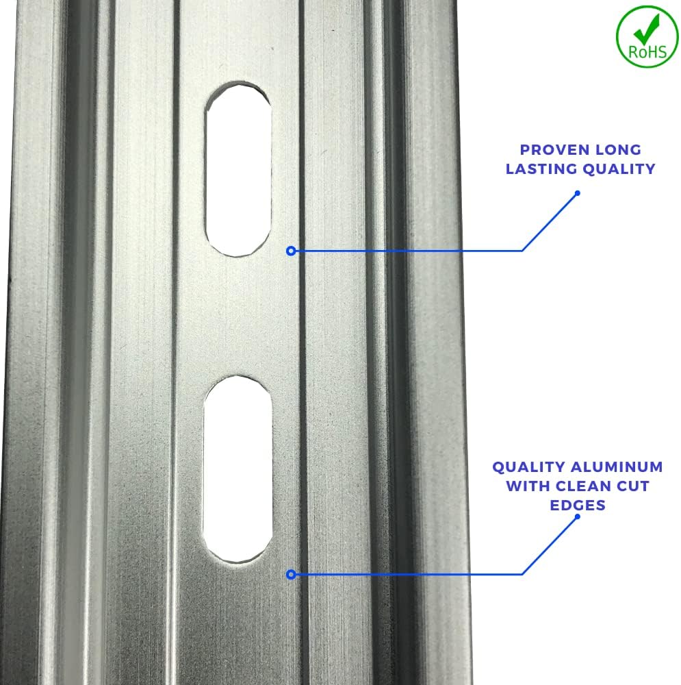 T&G 5 Pieces DIN Rail Slotted Aluminum RoHS 35mm Wide 7.5mm High (12")