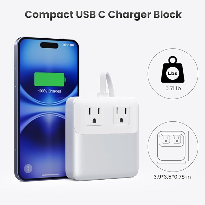135W Charging Station USB C Power Strip, 6-in-1 GaN USB C Charger Block - Image 7