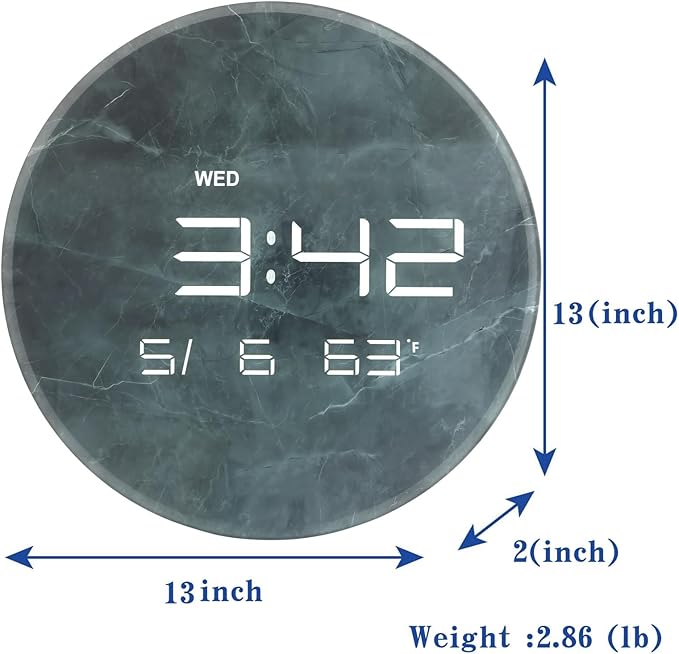 Nbdeal Digital Wall Clock with LED Display, Automatic Dimming, 12/24hr Format - Image 5