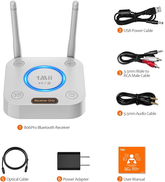 1Mii Bluetooth 5.2 Audio Receiver, Long Range HiFi Bluetooth Adapter w/ 3D - Image 8