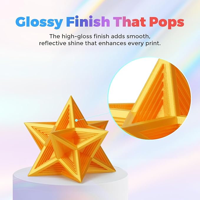 FLASHFORGE Silk PLA Filament 1.75mm Bright Gold, Smooth and Silky Texture 3D - Image 4