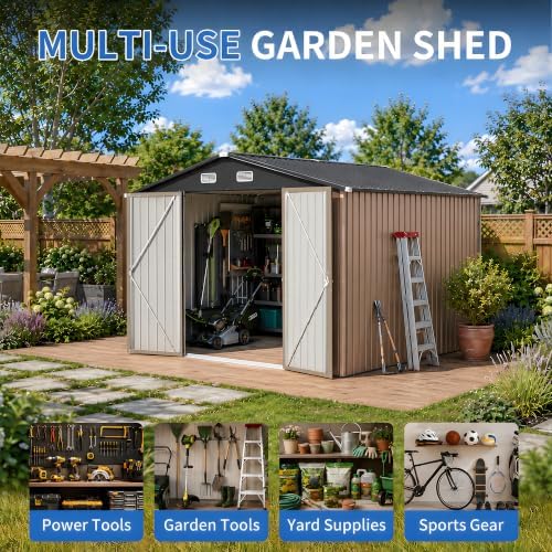 10x12 ft outdoor storage shed, metal garden shed, package contents