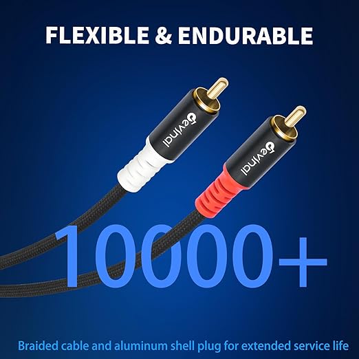 Devinal 10FT RCA Cables, 2RCA to 2RCA Audio Cable, Male Stereo RCA Cord - Image 3