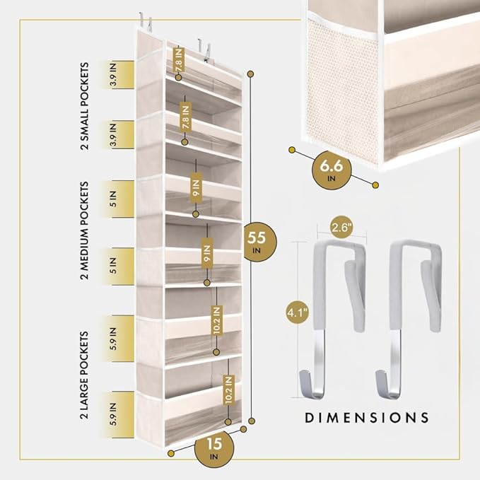 HOMELUX THEORY UPGRADED 6 Tiers Over The Door Organizer Hanging - Image 2