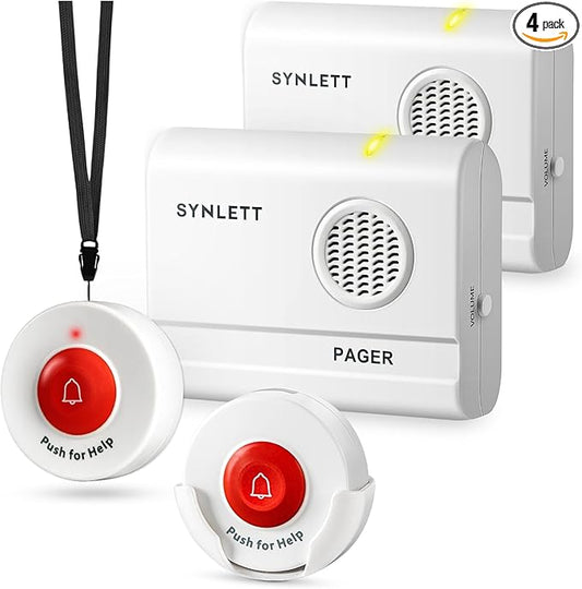 SYNLETT Caregiver Pager Call Button Wireless Call Bell Alert Buttons by SYNLETT