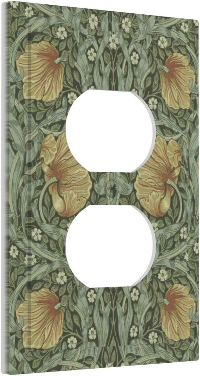 William Morris Flowers Vintage Flora Botanical Sage Outlet Covers 1 Gang Duplex Light Switch Cover Decorative Switch Plates Electrical Receptacle Faceplate Wall Plate for Bedroom Living Room Decor