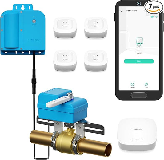 YoLink DIY Automatic Water Leak Detection & Shut-Off Starter Kit, Valve Operator by YoLink