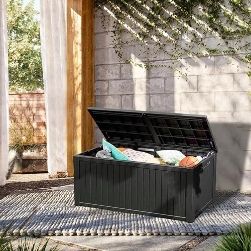 tarkari 200 gallon outdoor storage box waterproof, resin, side view