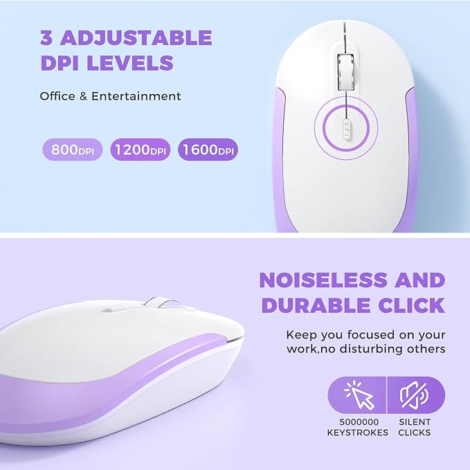 Wireless Keyboard and Mouse, Vssoplor 2.4GHz Rechargeable Compact Quiet - Image 5